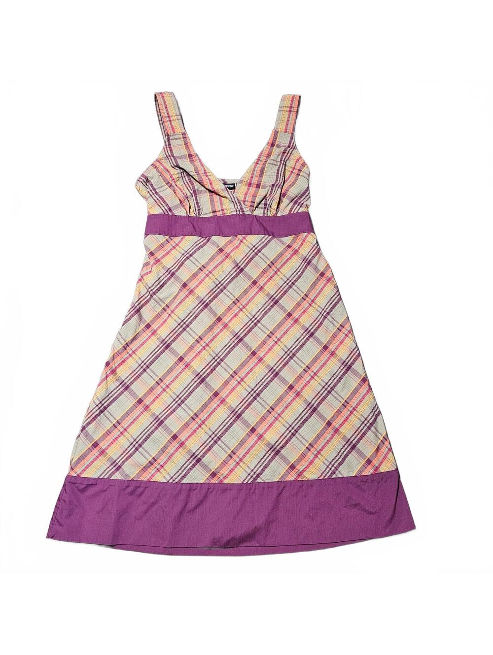 Patagonia Dress Size 10 Dress Knee Length Purple Plaid Outdoors Organic Cotton
